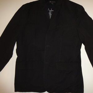 Mens Black INC International Concepts Cotton Blazer Jacket XL Pinstripes Lined